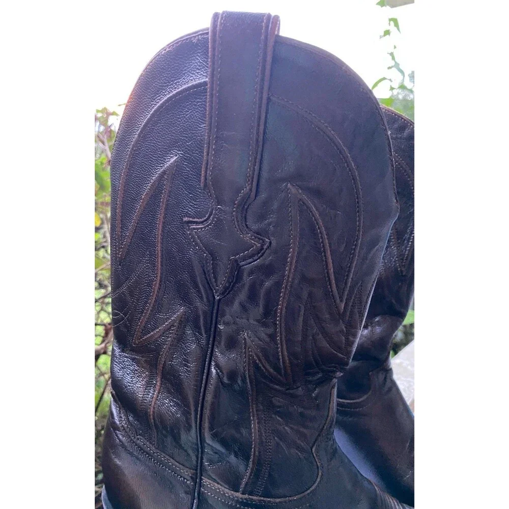 JRC & Sons Creed Goat Leather Western Cowboy Boots Men's 10.5D Brown 10.5 D